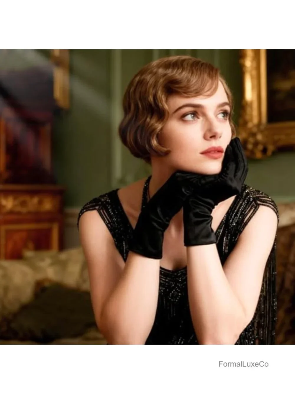 Short Satin Gloves for Women Wedding 1920s Party Costume Accessory